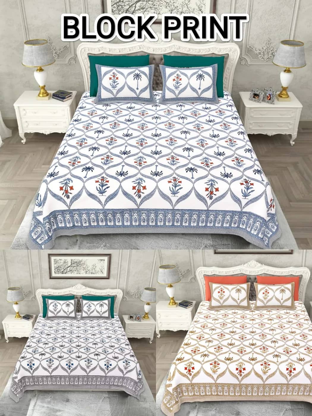 White with blue and red geometric — White with blue and red geometric