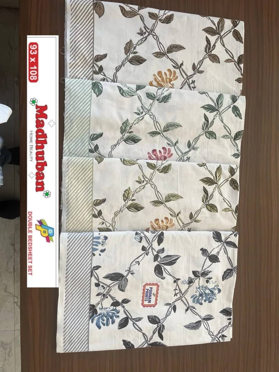 White with green and blue floral — White with green and blue floral