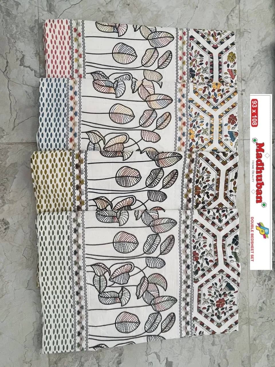 White with multicolor botanical and geometric — White with multicolor botanical and geometric