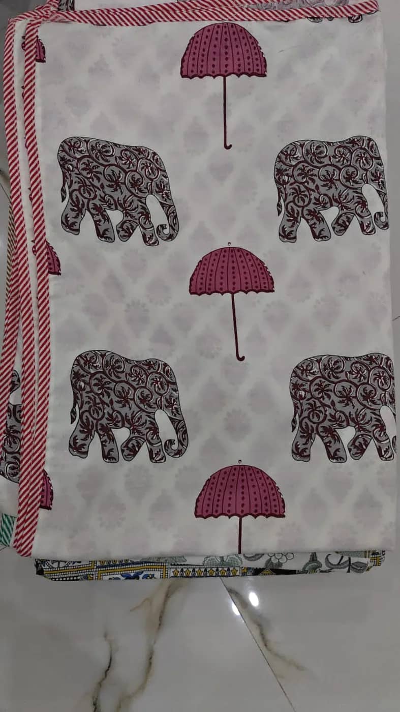 Grey with burgundy elephant motifs — Grey with burgundy elephant motifs