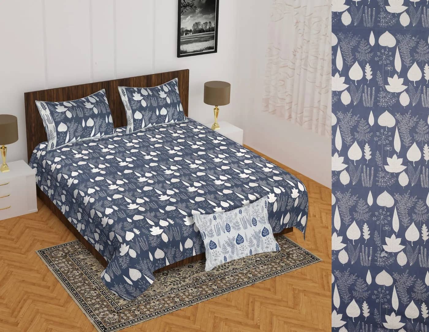 Navy blue floral in Navy blue floral — full view