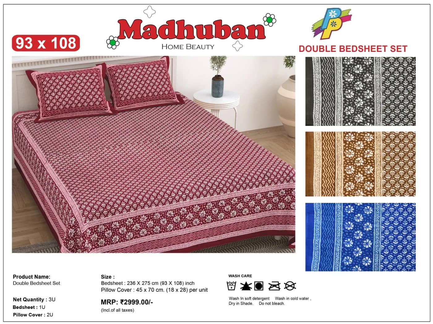 Blue cream and red floral medallion — Blue cream and red floral medallion