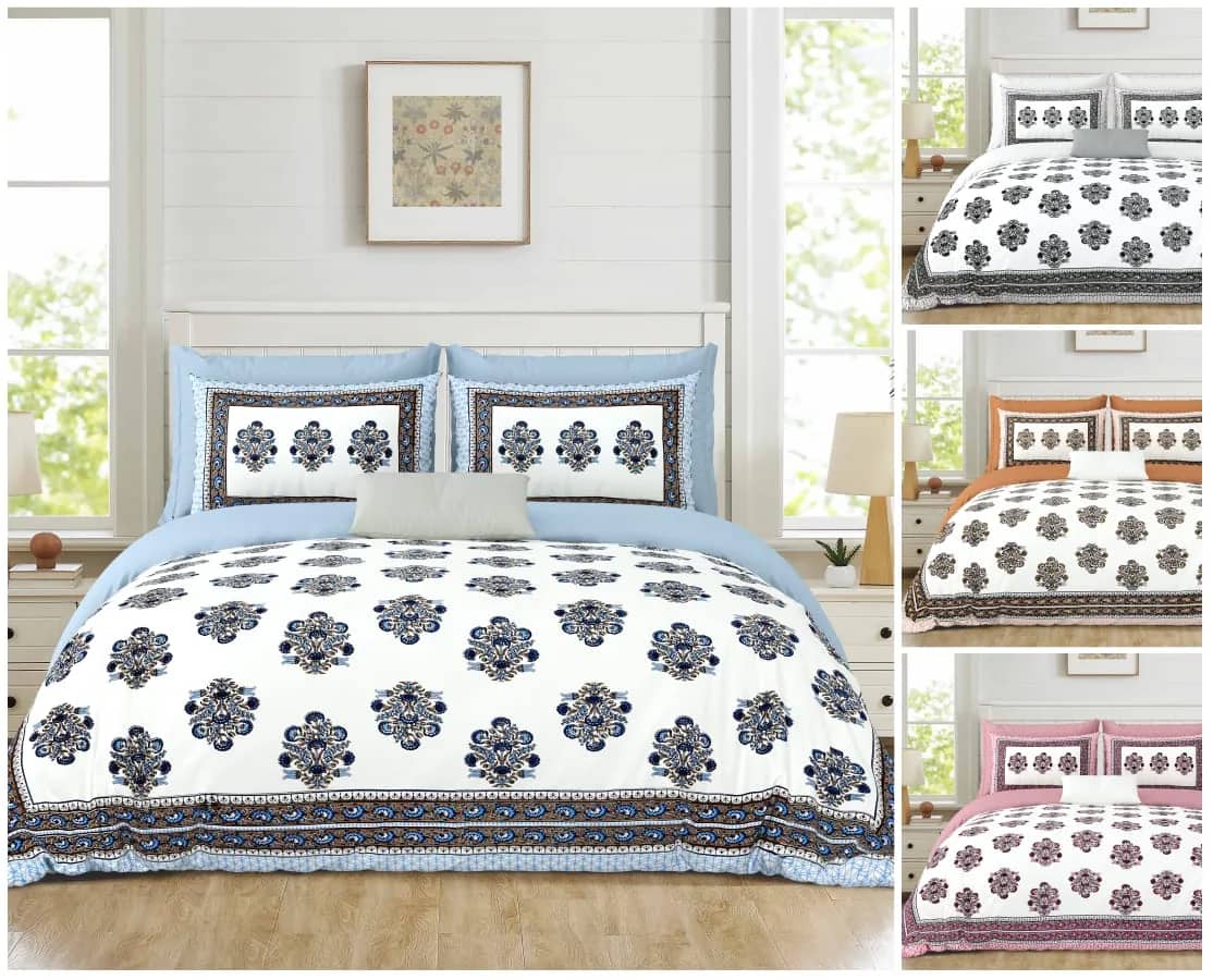White with blue floral — White with blue floral