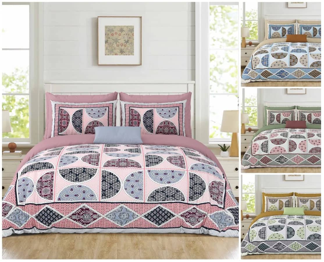 White with pink and grey geometric — White with pink and grey geometric
