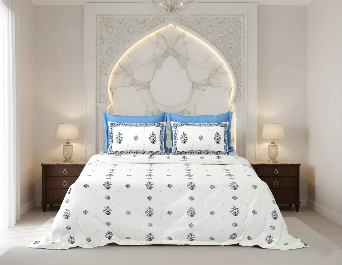 White with blue floral 6 — White with blue floral 6