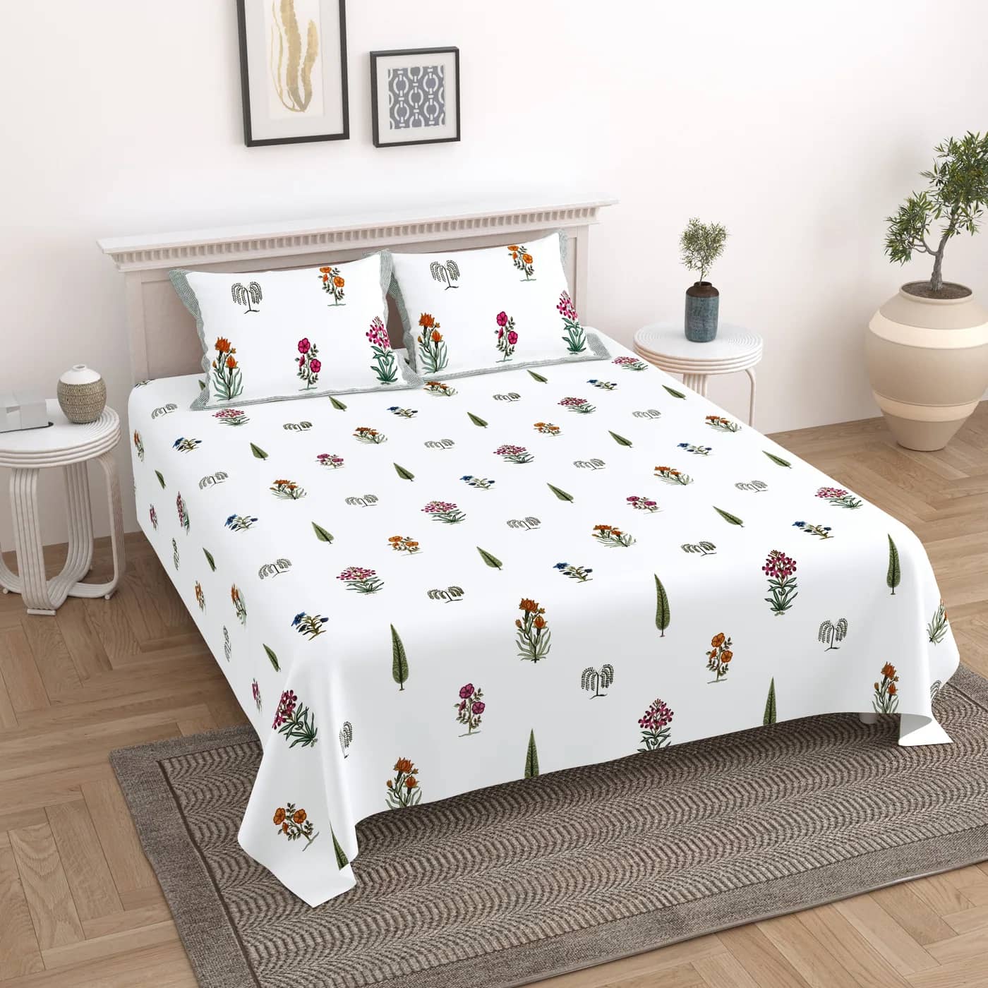 White with multicolor floral in White with multicolor floral — full view